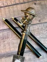 Brass Sherlock Hames Head Handle For Handmade Wooden Walking Stick Cane Gift
