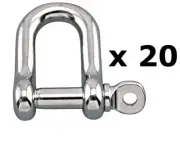 20 x 4mm Stainless Steel Grade 316 D DEE Shackle Boat Marine Shade Sail DIY