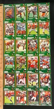 1994 Miami Hurricanes Uncut Card Sheet Dwayne Johnson The Rock Perfect Cond ND