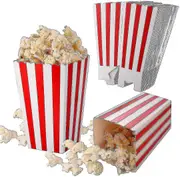50 Pieces Of Red And White Striped Popcorn Boxes Paper Candy Boxes