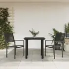 3 Piece Garden Dining Set Black Steel Textilene Outdoor Furniture Patio Ta 00726