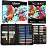 72 Pack Drawing Sketching Set with 8x11 Sketchbook | Pro Art Supplies Kit for...
