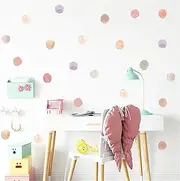6 Sheets 72 Pcs Colorful Watercolor Polka Dot Wall Stickers,sacinora DIY Circle Rainbow Art Wall Decals Removable Vinyl for Kids Baby Nursery Closet Refrigerator Living Room Children's Room Bedroom