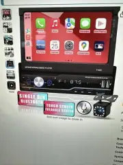 Bluetooth Car Radio Single Din FlipOut Touch Screen Apple Car Play Backup Camera