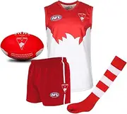 Sydney Swans Junior Youths Kids AFL Auskick Jumper Guernsey Jersey Shorts Socks Playing Pack with Football