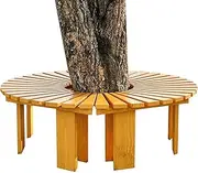 Outdoor Bench Garden Bench Weatherproof, Leisure Patio Wood Bench, Semicircular Round Tree Bench Wrap Around Slatted Seating for Porch Lawn Park Backyard(Round)