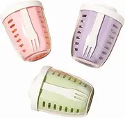Luiruey Fruit Salad Storage Cup With Lids and Fork, 20 Oz Plastic Airtight Fruit Storage Containers for fridge with BPA-Free, Leak-Proof, Reusable for Office,Party,Travel. (green+pink+purple)