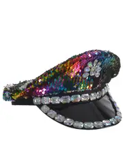 Mardi Gras Visor Hat with Reversible Sequins