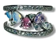 BP Ring RBP7781 “Make It Happen” LC White & Pink Opal Rose Quartz & Dia CZ SZ 8