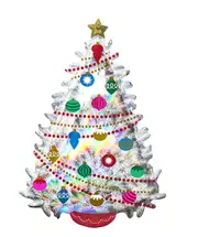 Christmas Tree Silver Holographic SuperShape Iridescent Foil Balloon