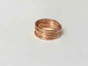 Minimalist Set of 6 Solid copper rings textured hammered ring statement ring