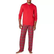 FAMILY PAJAMAS Men's 2-Piece Mix It Brinkley Plaid Pajama Set 1XB Big 1X Red
