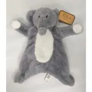 Kellytoy K Luxe 16” Grey Elephant Flattie with Crinkle Plush Rattle Lovey