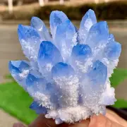204GNewly discovered blue phantom crystal quartz cluster mineral sample healing