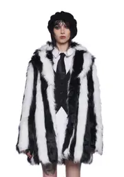 [Dolls Kill X Beetlejuice] Wreaking Havoc Faux Fur Coat
