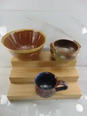 Studio Pottery Signed Lot OF 3 - 2 BOWLS AND 1 MUG - ALL NEW