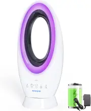 ADVWIN Bladeless Tower Fan, Powerful Desk Fan with 4 Speeds, Battery Powered Outdoor Tent Fan with Light, 12000mAh, Use for Home Bedroom Office Camping Fishing