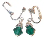 EMERALD Crystal MAY Birthstone Earrings 8mm Sterling Silver Swarovski Elements