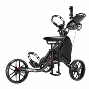 CaddyTek CaddyLite EZ-Fold Pro 3-Wheel Golf Buggy / Push Cart - Black + Removable Seat