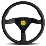 MOMO MONTECARLO Black & Yellow Stitching Steering Wheel 350mm + Porsche Hub