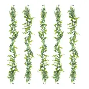 5Pcs Faux Eucalyptus Leaves Garland 6Ft Artificial Greenery Wall Vines All Green