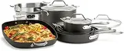 [All-Clad] Essentials Nonstick Cookware Set, 10 Piece, Grey