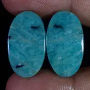 27.80 Cts Natural Amazonite Matched Pair Cabochon Gemstone For Earrings Supply