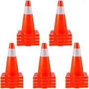 VEVOR 20Pack 18\" Traffic Cones, Safety Road Parking Cones PVC Base, Orange Traffic Cone with Reflective Collars, Hazard Construction Cones for Home T