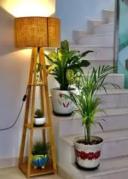 Wooden Floor Lamp Light Brown Home Decor Shade Lamp E27 LED Lamp Office Decor