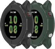 Intended for Garmin Forerunner 255 Case Protective Bumper Cover Case Intended for Forerunner 255/Forerunner 255 Music Smart Watch Accessories (Black&Green)