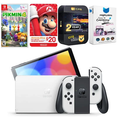 Nintendo Switch White OLED Console + Pikmin 4 + Nintendo $20 eShop Gift Card