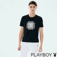 在飛比找momo購物網優惠-【PLAYBOY】爆裂銀箔兔頭T恤(黑色)