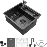 RV Kitchen Sink - 18X18 Inch RV Sinks Matte Black Bar Sink Undermount 16 Gauge 3