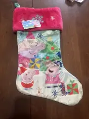 Peppa Pig, 20 inch Velour Christmas Stocking New With Tags 20”
