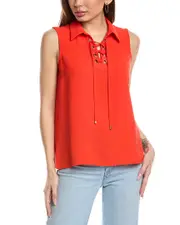 Catherine Malandrino Collared Laced-Up Tank