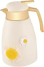 STARTIST Thermal Coffee Carafe 1L Tea Pot Glass Lined Portable Thermal Coffee Carafe for Hot Drinks for Kitchen Office Beverage Juice, Sunflower