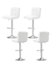 [Artiss] Leather Gas Lift Bar Stools in White