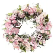 17-inch Realistic Handmade Pink Wreaths for Front Door, Window, Wedding, Wall Home Decor