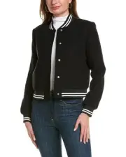 Nanette Womens Jacket Sz 16 Boucle Long Sleeve Snap Front Blazer Black $128 NEW