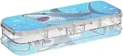 Yoogain Ocean Animal Shark Blue Colorful Plastic Pencil Box 2 Layer Hard Boxes Pens Case For Stationery Supplies With Snap And Lid