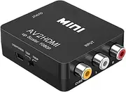 AIMALL Composite AV CVBS 3RCA to HDMI Converter, 1080p Video Upscaler with USB Power, NTSC/PAL Compatible, Black, 2.6x2.1x0.8 Inches