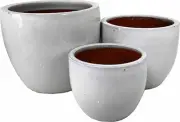 Pots by Design Logan Glazed Pot White Set3 for Indoor Outdoor Use