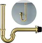 Brass P Trap Bathroom Sink : 1 1/4 Sink Trap with Adjustable Height - Brushed Gold Bottle P-Trap with Slip Joint Extension Tube - U-Shape Basin Sink Plumbing/Pipe Replacement Kit