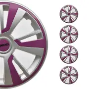 14" Hubcaps Wheel Rim Cover Grey with Violet Insert 4pcs Set