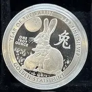 1 oz Silver .999 Year of the Rabbit Zodiac Horoscope Calander in capsule display