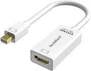 TechMax® Active Gold Platted Mini DisplayPort to HDMI Adapter Thunderbolt to HDMI Male to Female Adapter for MacBook Air, iMac, MacBook Pro, Surface Pro 3/4/5, ThinkPad P71/ThinkPad T570 - White