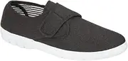 [GladRags] Mens Canvas Velcro Strap Closure Wider Fit Plimsoll Pump Trainer Deck Shoe, Navy, Charcoal or Taupe Size 6-12