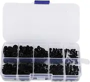 Oreilet 270pcs Box M2/M2.5/M3/M4/M5 Nylon Screw Nut, Portable High Toughness Precise Washer Assortment Kit Hardware Fasteners with Long Service Life (Black 270pcs Nylon Screw Set)