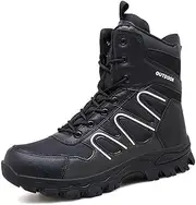 [GEXECEUSS] Men's Military Tactical Boots Lightweight Combat Outdoor Rubber Outsole Boots Desert Boots Side Zip Leather Cargo Boots