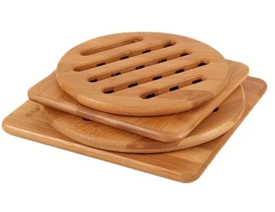 Hot Pads Trivet,Table Solid Bamboo Wood Trivets for Hot Dishes and Pot with N...
